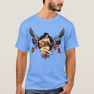 Sey  Pinup Girl met Rozen en whisky afspelen T-shirt