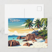 Seychellen Anse Source d'Argent Beach Travel Briefkaart (Voorkant / Achterkant)