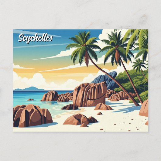 Seychellen Anse Source d'Argent Beach Travel Briefkaart (Voorkant)