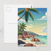 Seychellen Anse Source d'Argent Beach Travel Briefkaart (Voorkant / Achterkant)