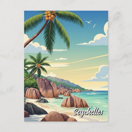Seychellen Anse Source d'Argent Beach Travel Briefkaart (Voorkant)