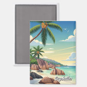 Seychellen Anse Source d'Argent Beach Travel Magneet (Voorkant / Achterkant)