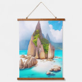 Seychellen Beach Art Ocean Lover Hangend Wandkleed (Voorkant)