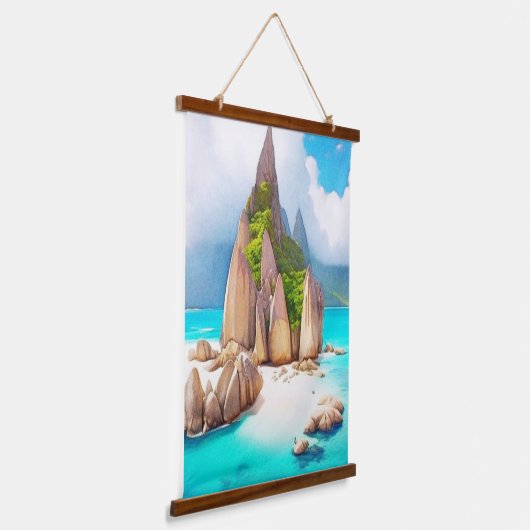 Seychellen Beach Art Ocean Lover Hangend Wandkleed (Gebogen)
