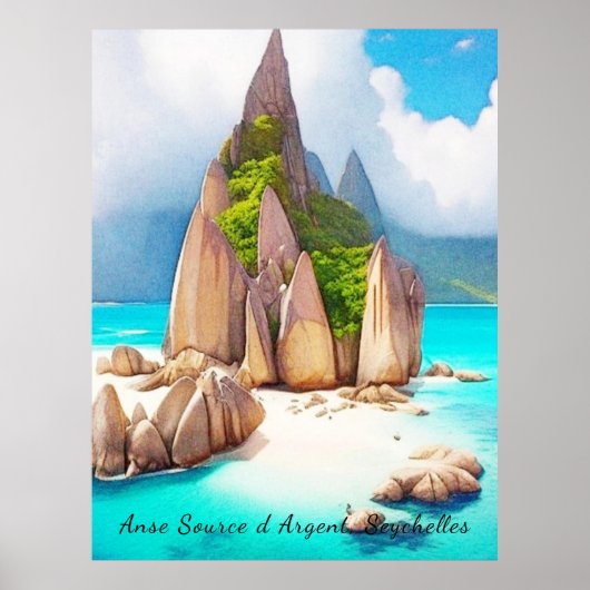 Seychellen Beach Art Ocean Lover Poster (Voorkant)