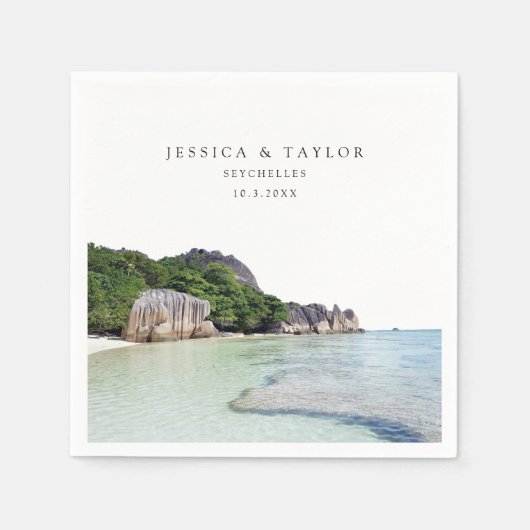 Seychellen Bruiloft Aangepaste foto Cocktail serve Servet (Voorkant)
