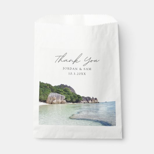 Seychellen bruiloft gunst dank u bedankzakje (Voorkant)