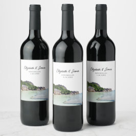 Seychellen bruiloft gunst wijn etiket