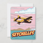 Seychellen Cartoon-reisposter. (Achterkant)