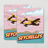 Seychellen Cartoon-reisposter. (Voorkant / Achterkant)