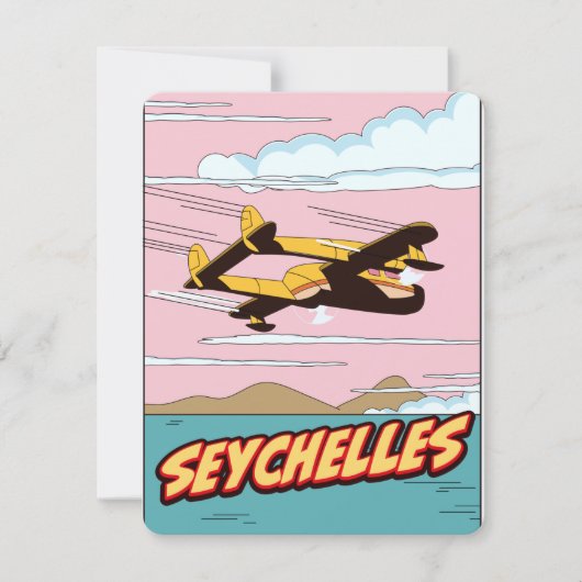 Seychellen Cartoon-reisposter. (Voorkant)