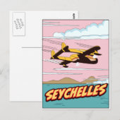 Seychellen Cartoon reisposter. Briefkaart (Voorkant / Achterkant)