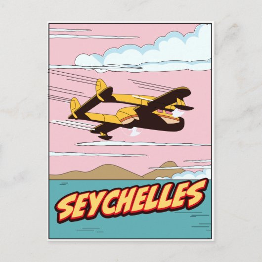 Seychellen Cartoon reisposter. Briefkaart (Voorkant)