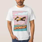 Seychellen Cartoon reisposter. T-shirt (Voorkant)