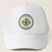 Seychellen Erfgoed Embleem Trucker Pet (Voorkant)