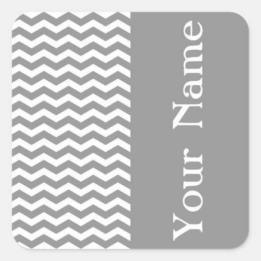 Seychellen Gray Wave Chevron met naam Vierkante Sticker (Voorkant)