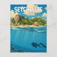 Seychellen Illustratie Reis Kunst Vintage