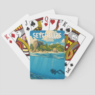 Seychellen Illustratie Reis Kunst Vintage Pokerkaarten