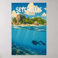 Seychellen Illustratie Reis Kunst Vintage