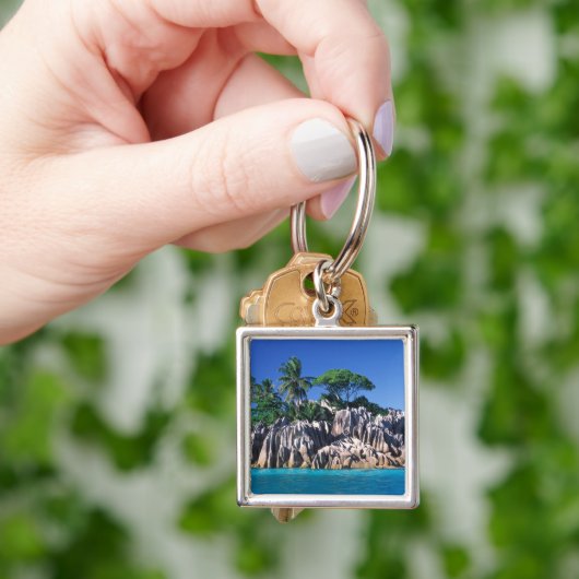 Seychellen. Ilot St. Pierre (bij Praslin) Sleutelhanger (Hand)