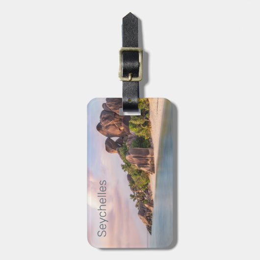 Seychellen La Digue  Sunset Holiday Gift Bagagelabel (Voorkant verticaal)