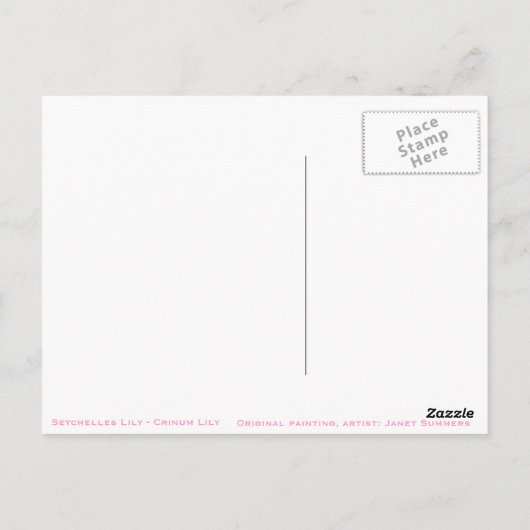 Seychellen Lily Briefkaart (Achterkant)