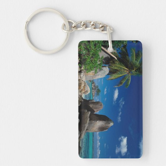 Seychellen, Mahe eiland, Anse Royale strand. Sleutelhanger (Voorkant)