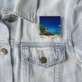 Seychellen, Mahe-eiland, Anse Royale-strand. Vierkante Button 5,1 Cm (In situ)