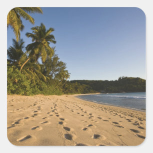 Seychellen, Mahe eiland, Anse Takamaka strand, 2 Vierkante Sticker