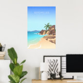 Seychellen Minimale Reisposter Poster (Thuiskantoor)