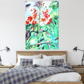 Seychellen Paraket, Psittacula wardi Canvas Afdruk (Insitu (Slaapkamer))