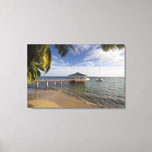 Seychellen, Praslin-eiland, Anse Bois de Rose, Canvas Afdruk (Voorkant)