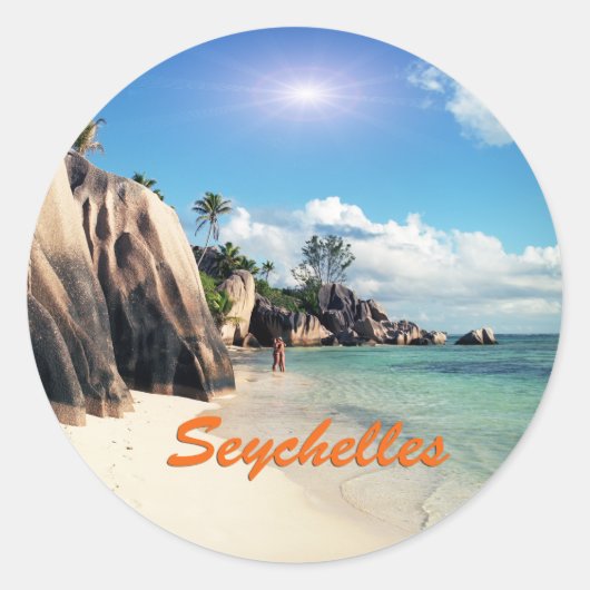 Seychellen Ronde Sticker (Voorkant)
