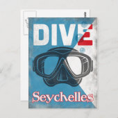 Seychellen  Scuba-duikmasker Briefkaart (Voorkant / Achterkant)