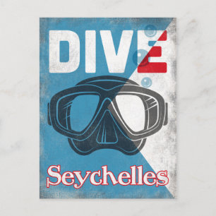 Seychellen  Scuba-duikmasker Briefkaart