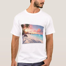 Seychellen strand geïnspireerd heren T-shirt