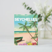 Seychellen strand reisposter briefkaart (Staand voorkant)