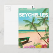 Seychellen strandreisposter briefkaart (Voorkant / Achterkant)