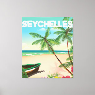 Seychellen strandreisposter canvas afdruk
