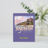 Seychellen -sunset souvenir in de Indische Oceaan Feestdagenkaart (Staand voorkant)