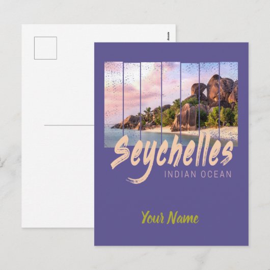 Seychellen -sunset souvenir in de Indische Oceaan Feestdagenkaart (Voorkant / Achterkant)