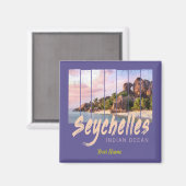 Seychellen -sunset souvenir in de Indische Oceaan Magneet (Voorkant / Achterkant)