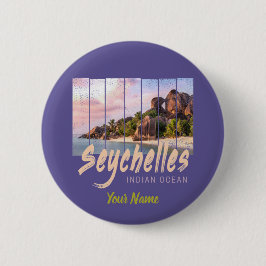Seychellen -sunset souvenir in de Indische Oceaan Ronde Button 5,7 Cm