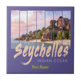 Seychellen -sunset souvenir in de Indische Oceaan Tegeltje