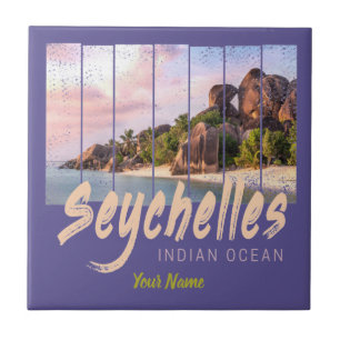 Seychellen -sunset souvenir in de Indische Oceaan Tegeltje