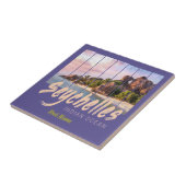 Seychellen -sunset souvenir in de Indische Oceaan Tegeltje (Zijkant)