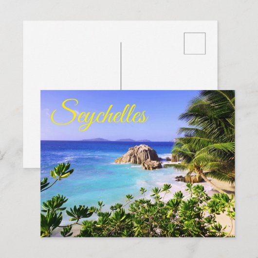Seychellen Tropical Island Beach Briefkaart (Voorkant / Achterkant)