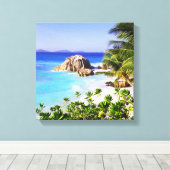 Seychellen Tropical Island Beach Canvas Afdruk (Insitu (Houten vloer))