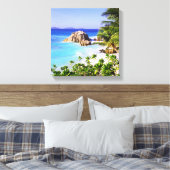 Seychellen Tropical Island Beach Canvas Afdruk (Insitu (Slaapkamer))