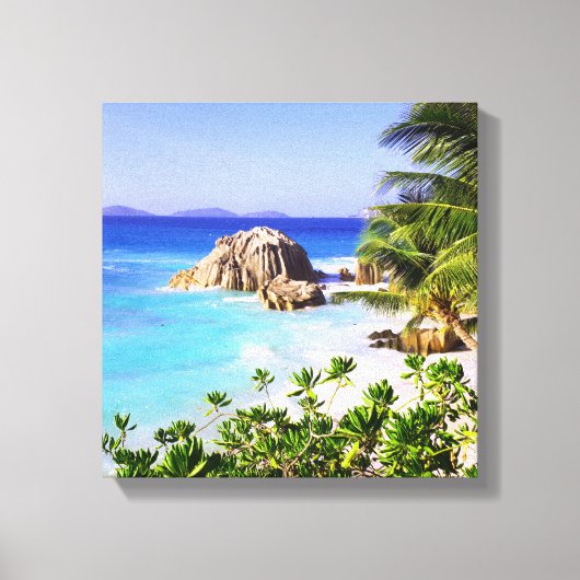 Seychellen Tropical Island Beach Canvas Afdruk (Voorkant)